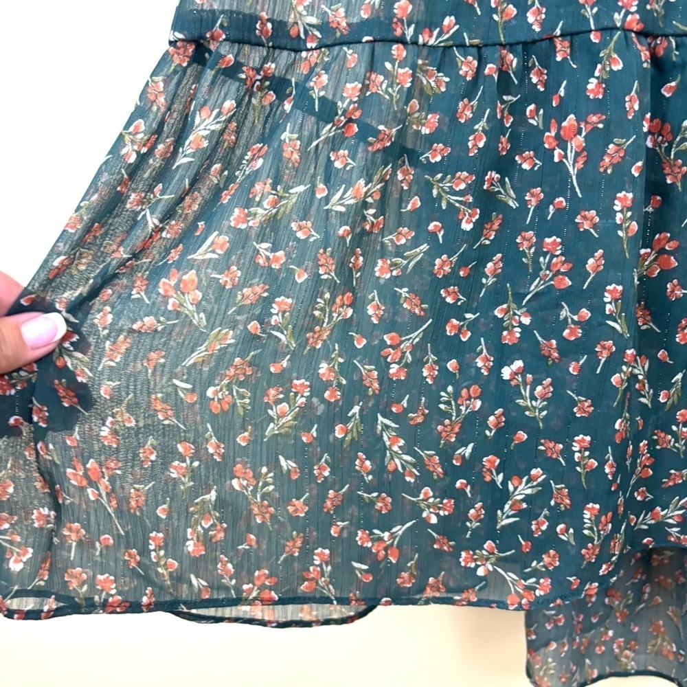 Altar'd State Green Floral Square Neck Prairie Peasant Fit N Flare Dress (L) - Picture 12 of 16